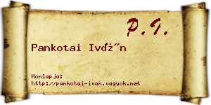 Pankotai Iván névjegykártya